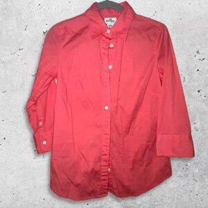 Haberdashery For J.Crew Henley Collared Blouse Button Up Red Coral Women's Small